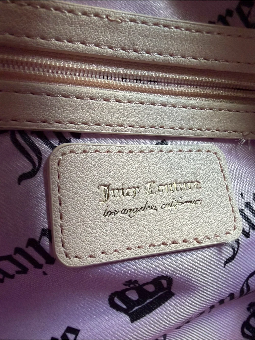 Juicy Couture Pink Cherry Charm Embroidered Small Satchel Handbag Purse